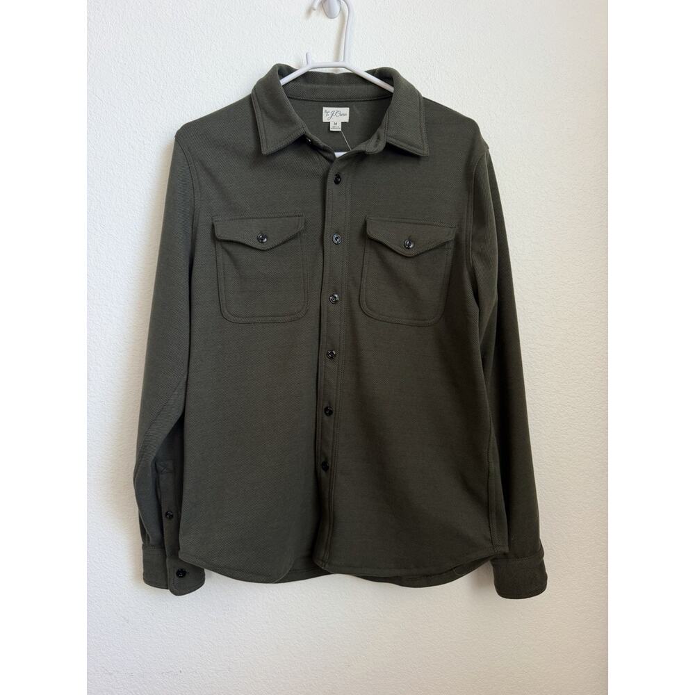 NEW J Crew Double Knit Work Shirt Button up Long Sleeve Mens Size M Green - Picture 5 of 11